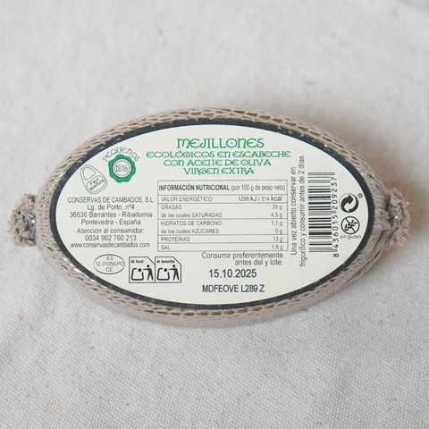 Reverso lata mejillones de la ría ecológicos