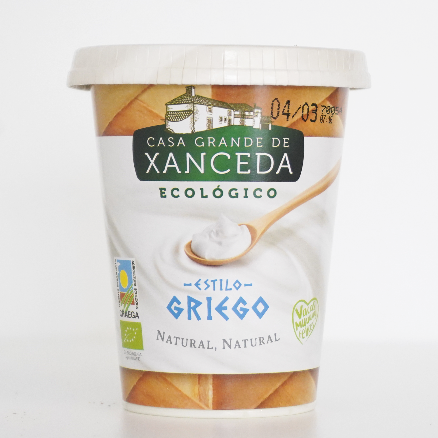 Bote de yogur griego ecológico marca Xanceda