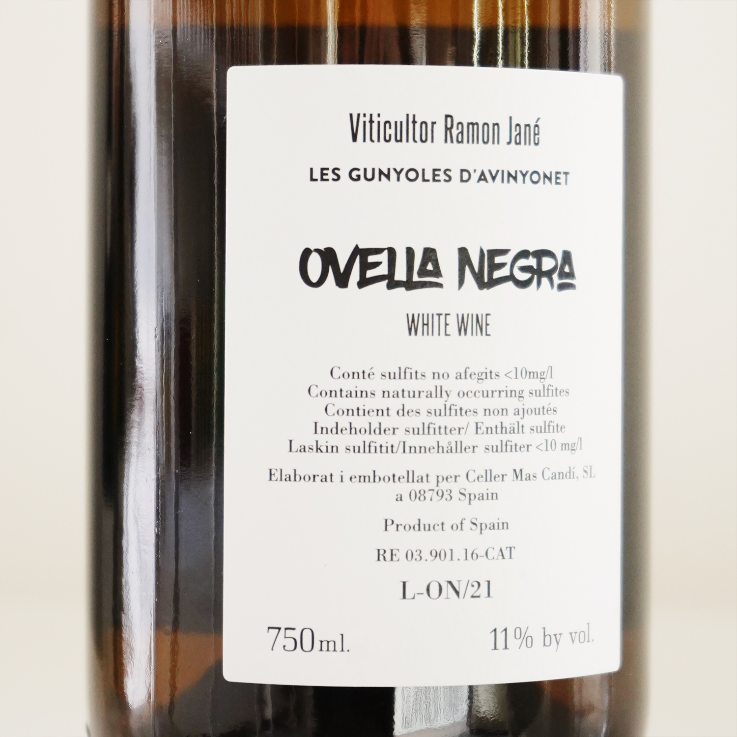 Vino blanco natural Ovella Negra - Botella 75cl