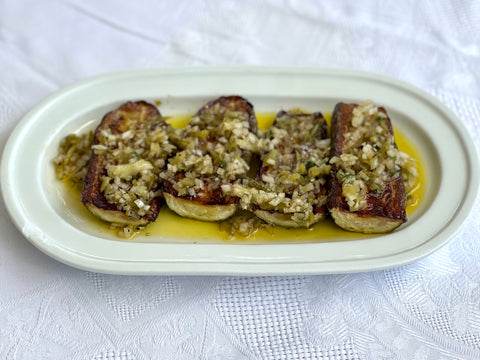 RECETA DE CALABACINES AL HORNO CON VINAGRETA