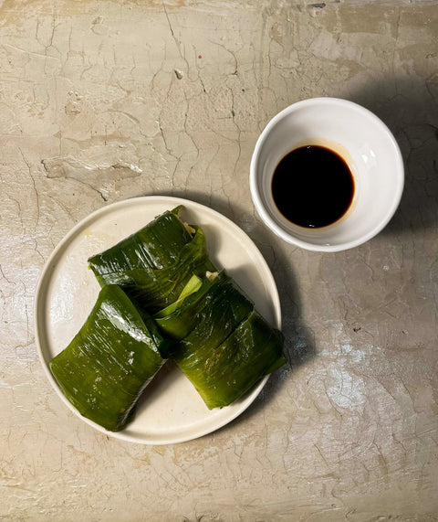 Rollitos de puerro con arroz y salchicha