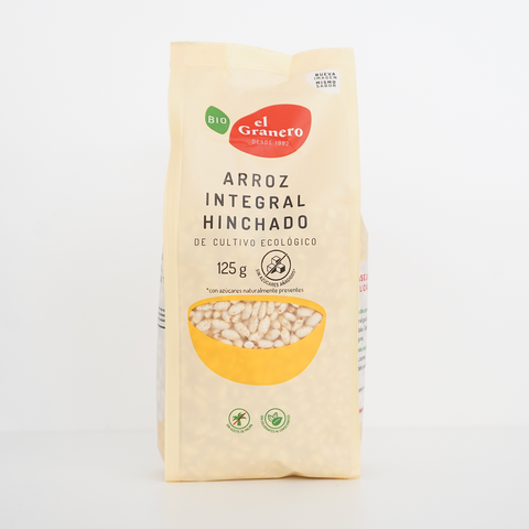 Paquete de arroz integral hinchado ecológico