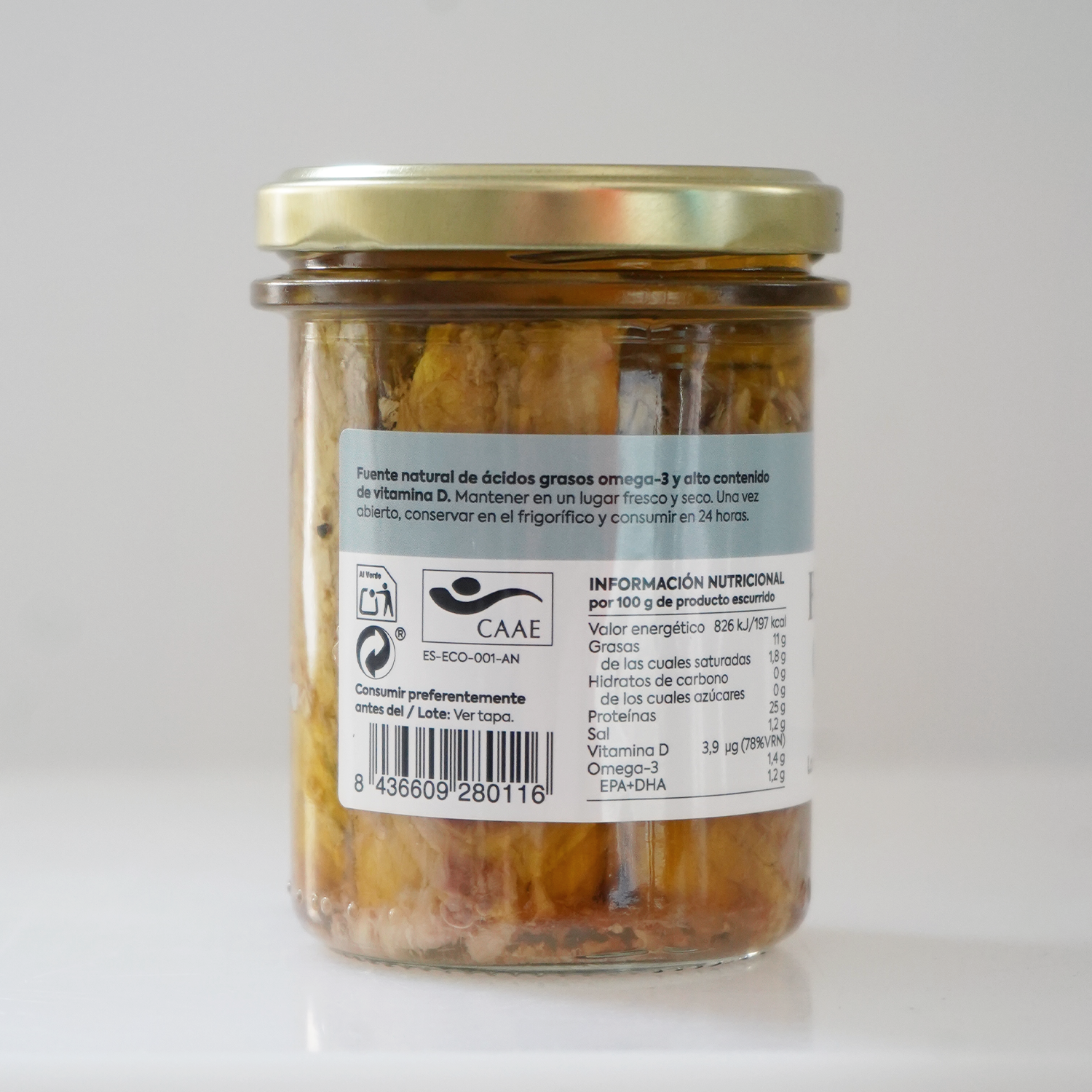 Filetes de caballa en aceite de oliva virgen extra ecológico- tarro 135g