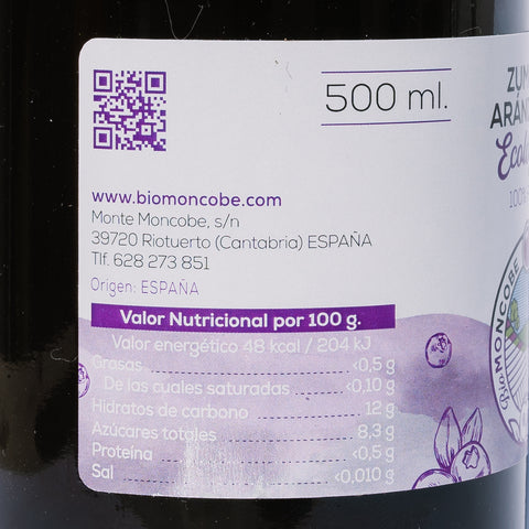 Zumo de arándanos ecológico Biomoncobe - 500ml