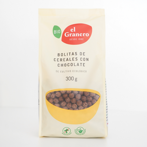 Paquete de bolitas de cereales con chocolate