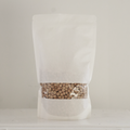 Bolsa de papel blanca con garbanzos pedrosillanos ecológicos