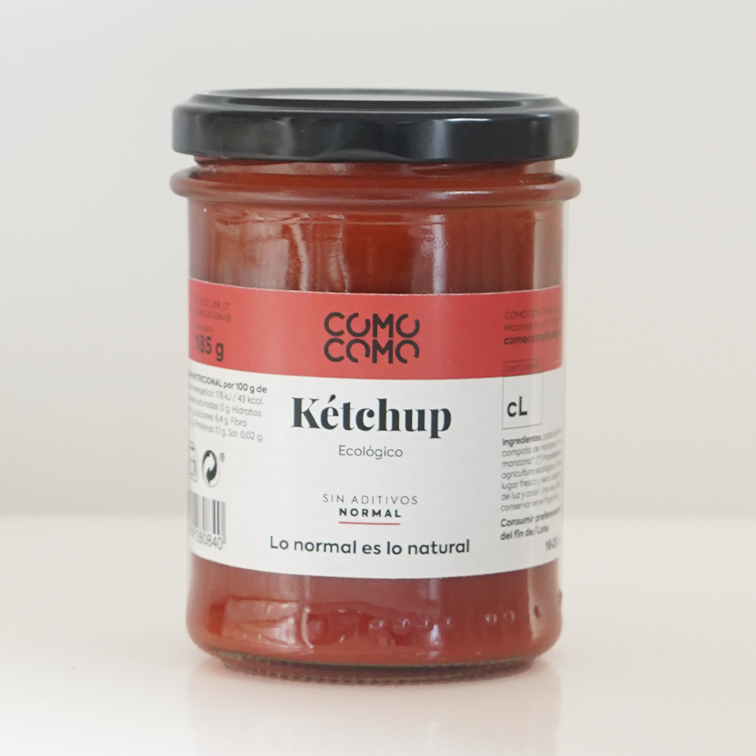 Tarro de cristal ketchup ecológico marca como como