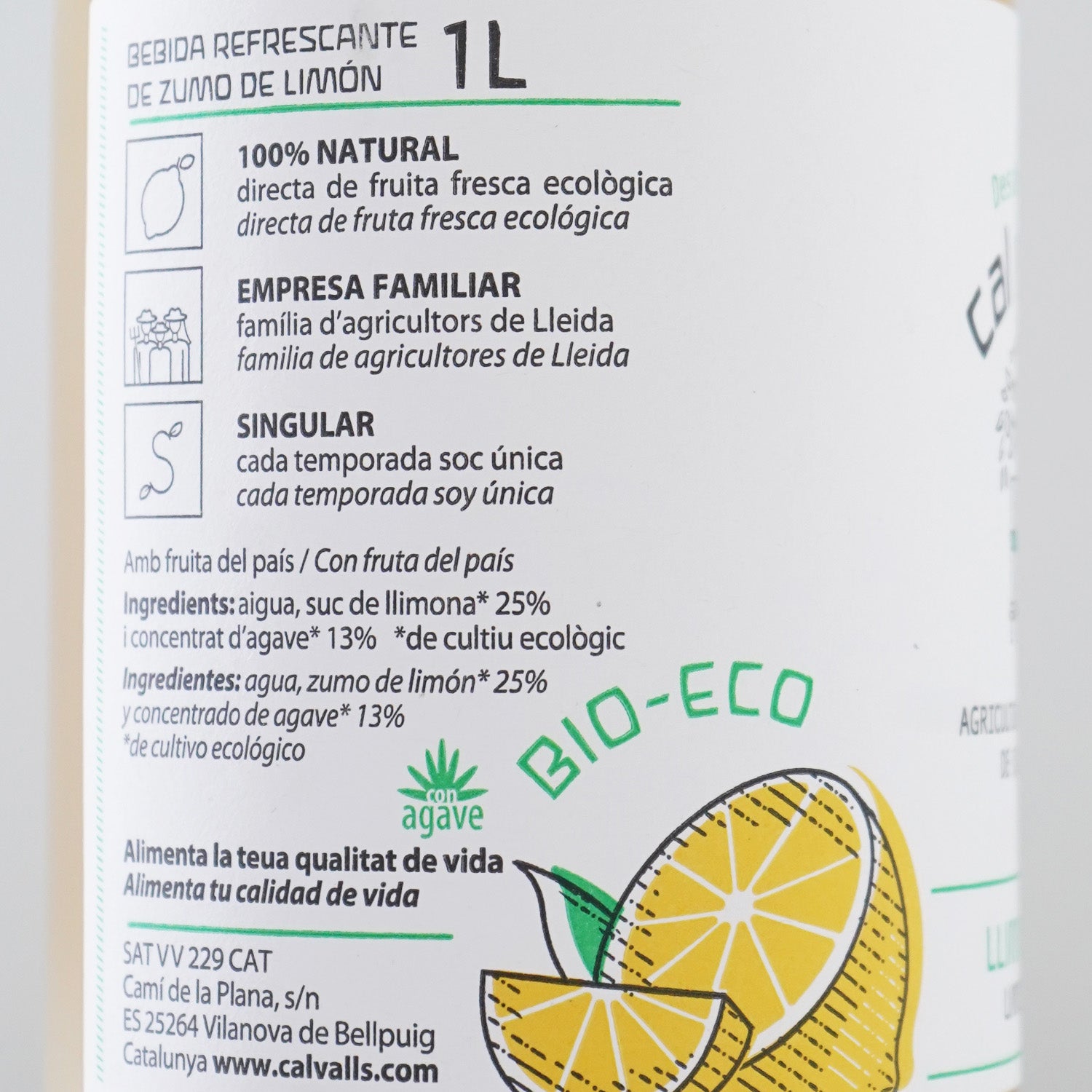 Detalle etiqueta limonada ecológica