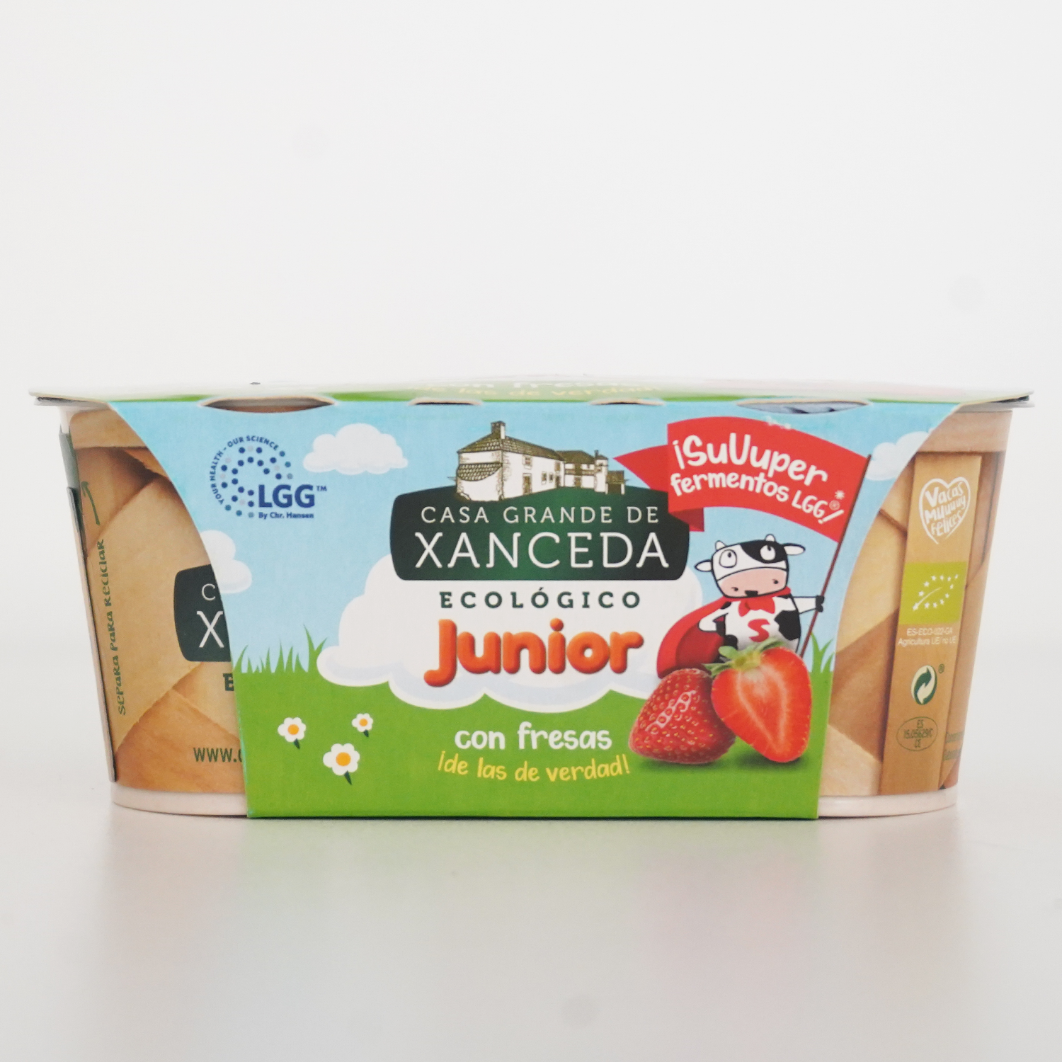 Pack de dos yogures junior con fresas ecológicos de la marca xanceda