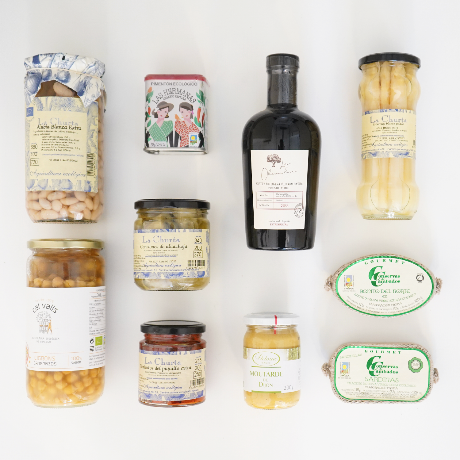 Composición de productos de despensa y aceite de oliva