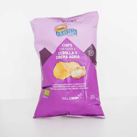 Bolsa de patatas fritas a la crema agria y cebolla