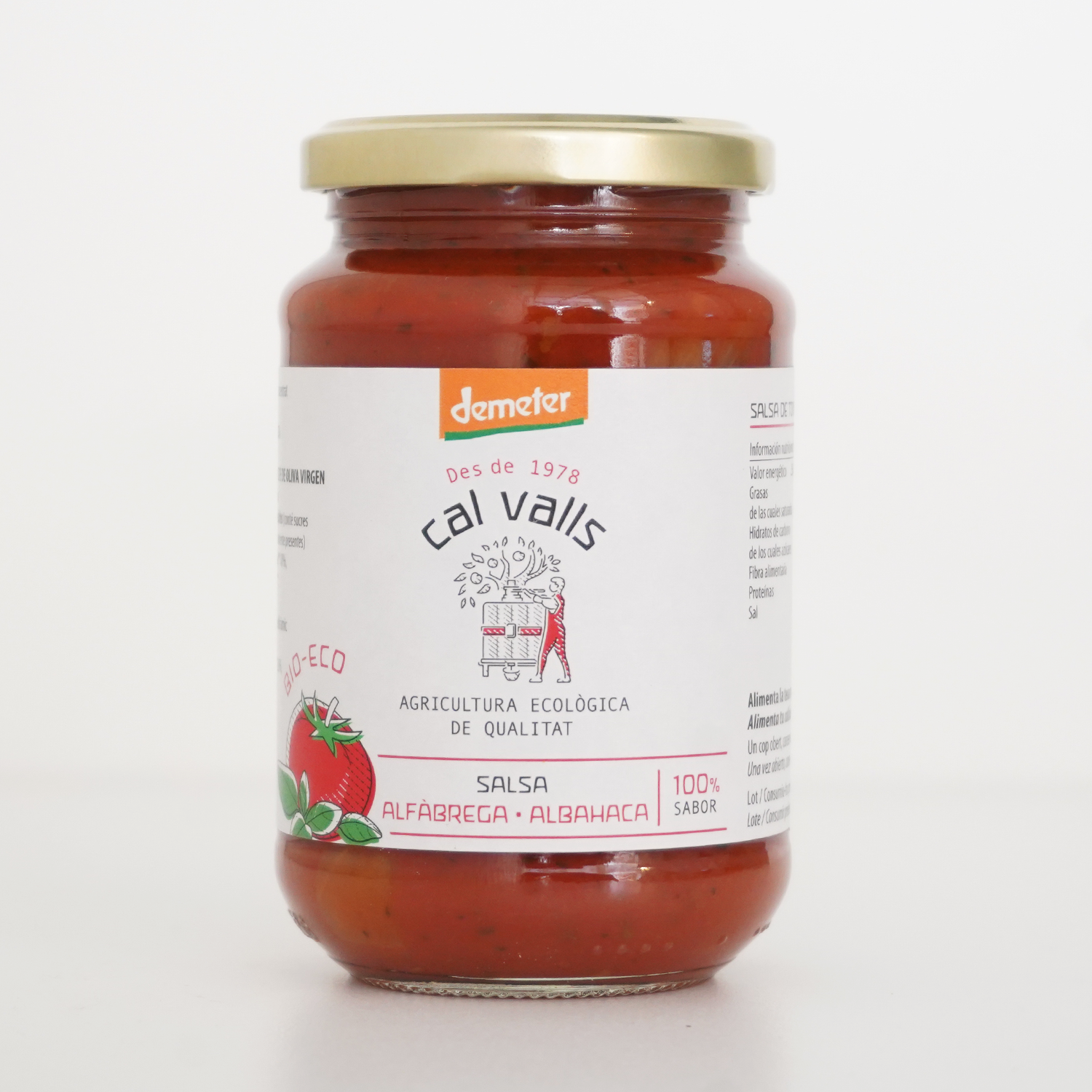 Salsa de tomate ecológica con albahaca - 350g